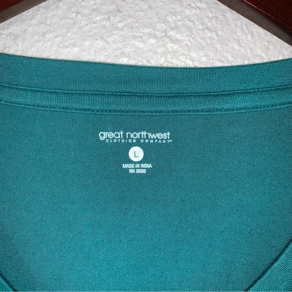 Great Northwest green Long-sleeve Cotton T-shirt Sz L stretch loungewear cozy - Picture 3 of 12